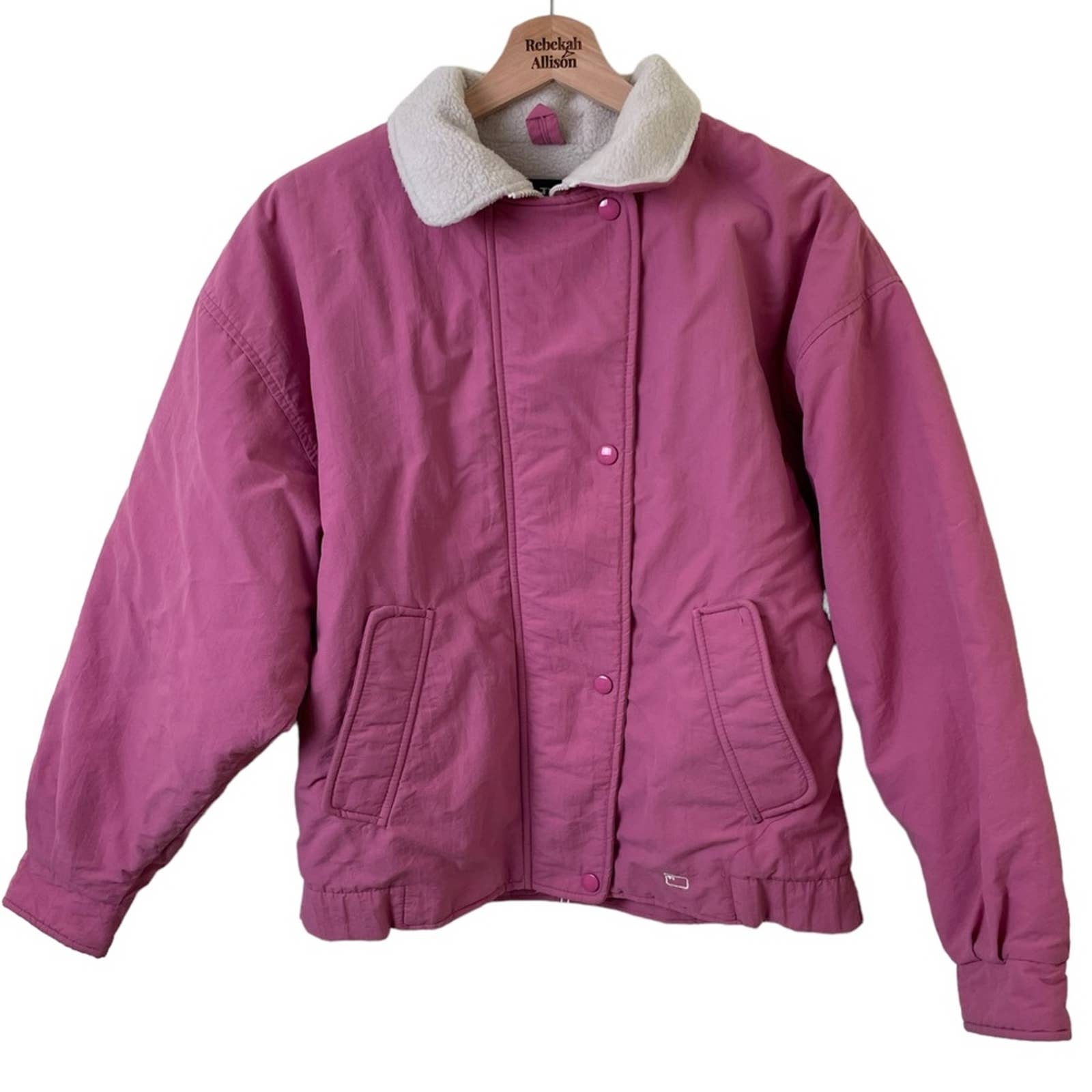 Vintage Woolrich Woman Pink Puffer Winter Coat Sz Medium